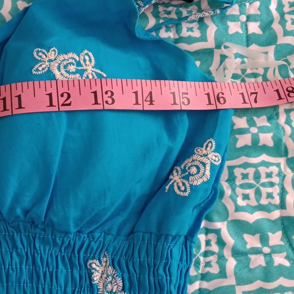 She’s Cool~ Bright Blue White Embroidered Boho Midi Sundress NWOT (Juniors L) - Picture 8 of 14